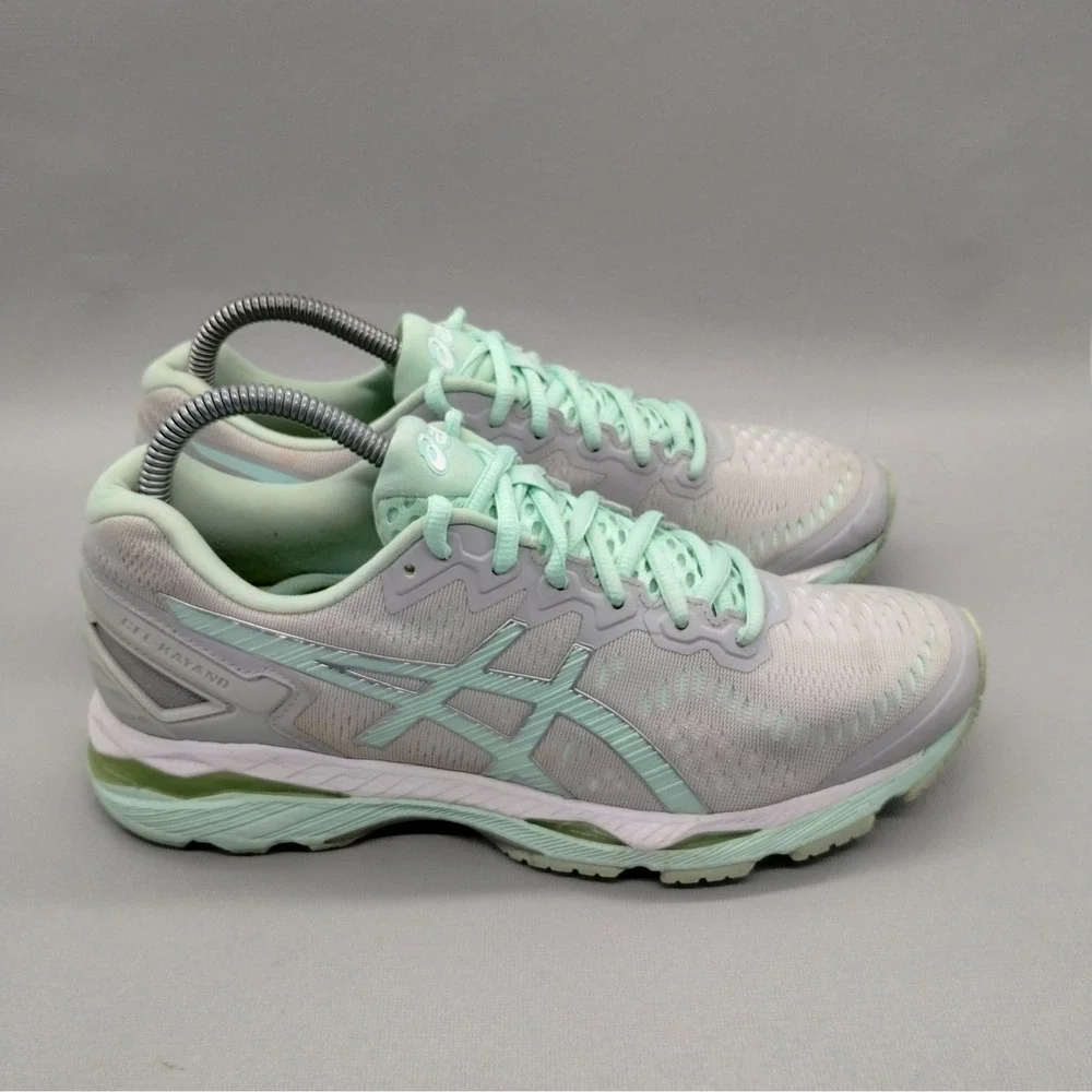 ASICS Gel-Kayano 23 Silver Mint Green Running Shoes Women 9 Athleisure Sports